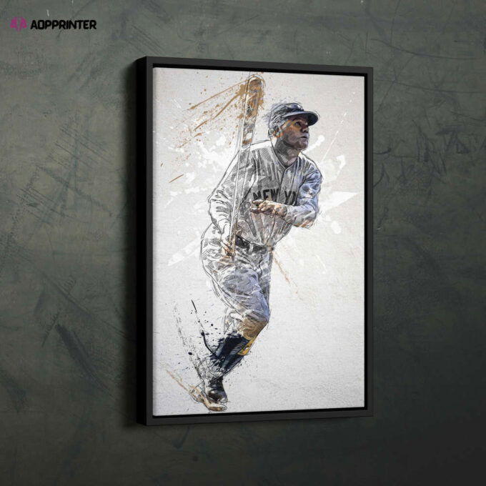 Babe Ruth Poster New York Yankees MLB Framed Wall Art Home Decor Canvas Print Artwork
