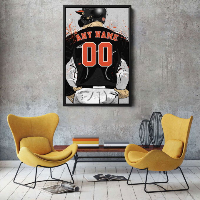 Baltimore Orioles Jersey MLB Personalized Jersey Custom Name and Number Canvas Wall Art Home Decor Framed Poster Man Cave Gift