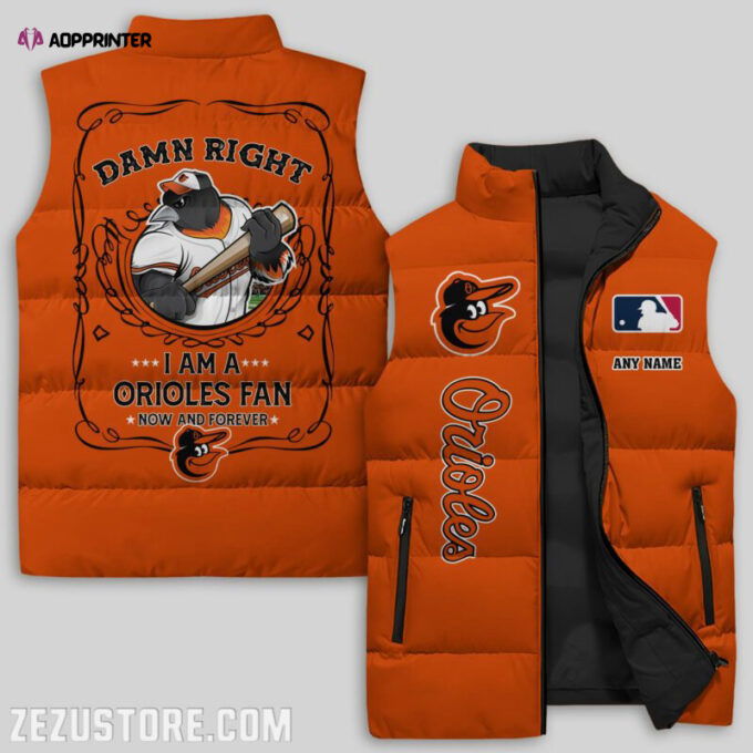 Baltimore Orioles MLB Sleeveless Puffer Jacket Custom For Fans Gifts