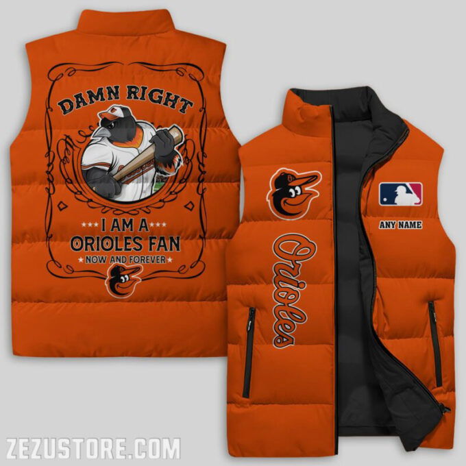 Baltimore Orioles MLB Sleeveless Puffer Jacket Custom For Fans Gifts