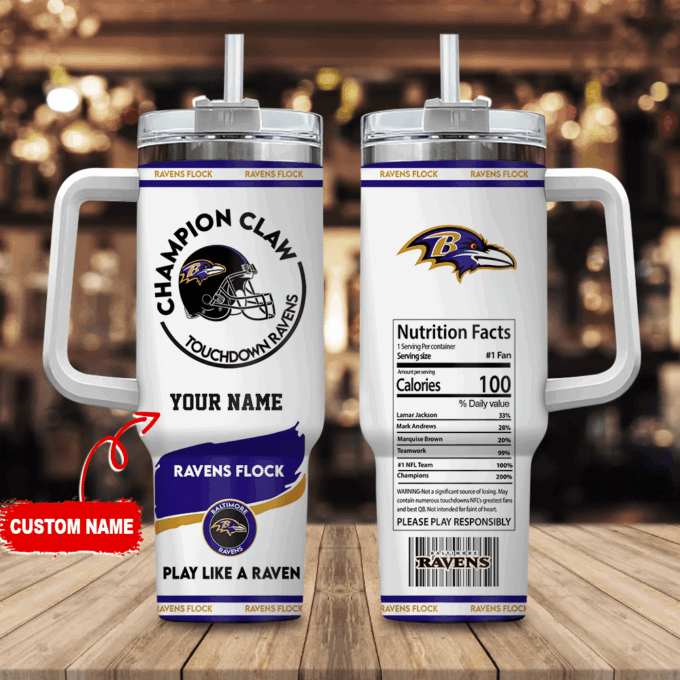 Baltimore Ravens Champion Claw NFL Personalized Stanley Tumbler 40Oz Gift for Fans