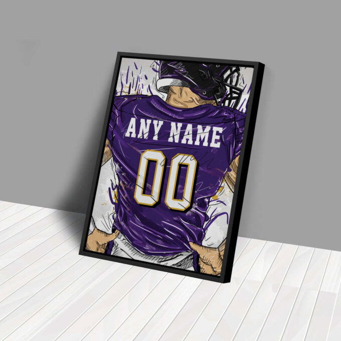 Baltimore Ravens Jersey Personalized Jersey NFL Custom Name and Number Canvas Wall Art Home Decor Framed Poster Man Cave Gift