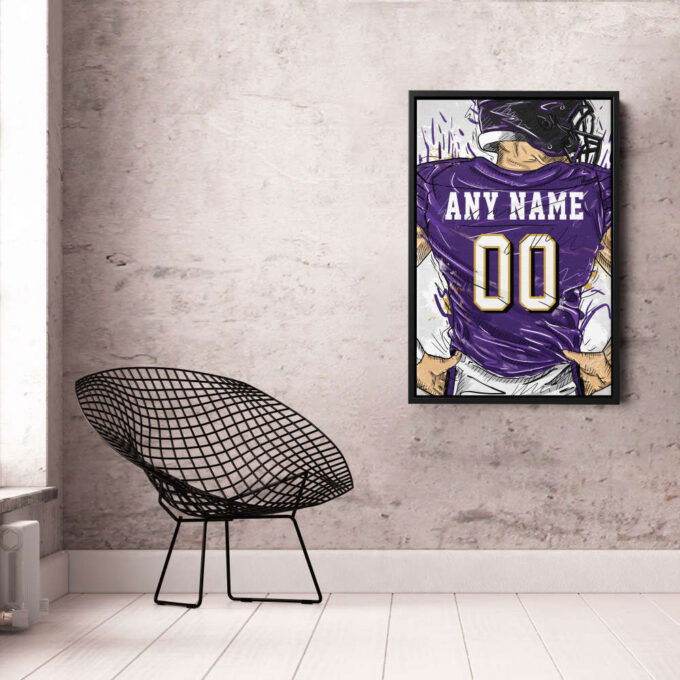 Baltimore Ravens Jersey Personalized Jersey NFL Custom Name and Number Canvas Wall Art Home Decor Framed Poster Man Cave Gift