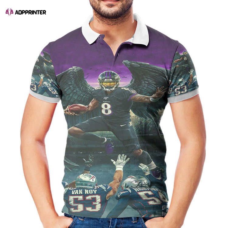 Baltimore Ravens Lamar Jackson 8 v15 3D Gift for Fans Polo Shirt Baltimore Ravens Lamar Jackson 8 v15 3D Gift for Fans Polo Shirt