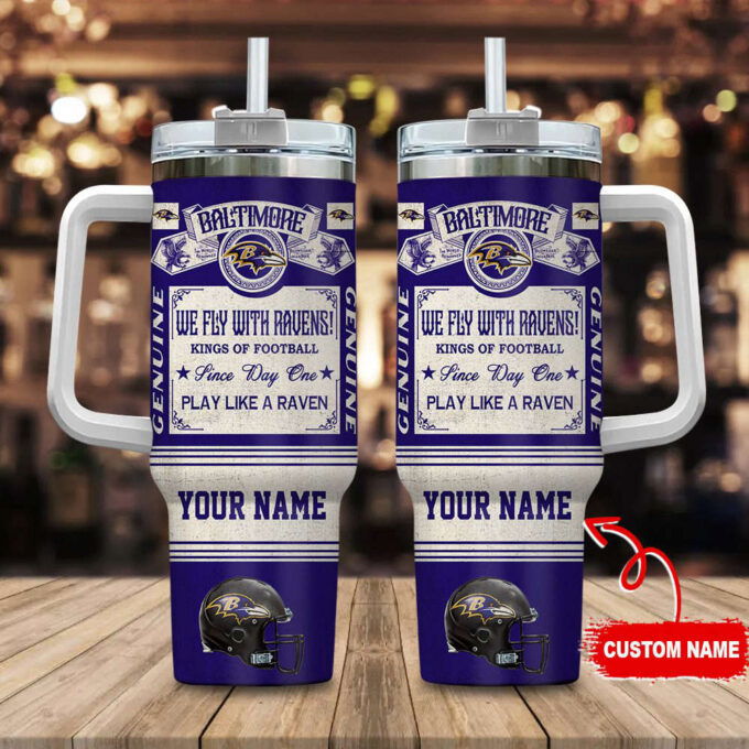 Baltimore Ravens NFL Vintage King Of Football Custom Name 40oz Stanley Tumbler Gift for Fans