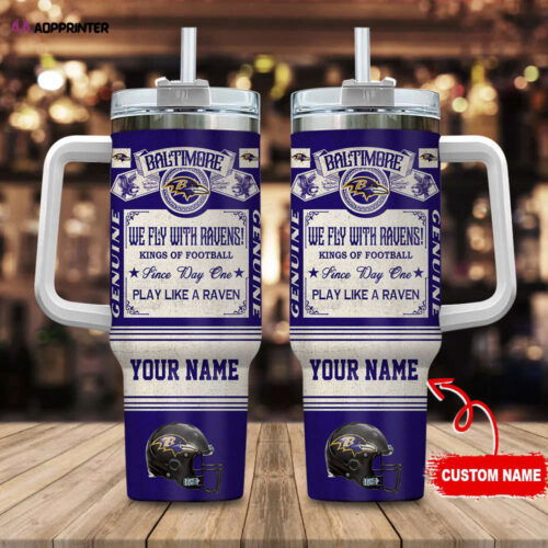 Cart 5 Baltimore Ravens NFL Vintage King Of Football Custom Name 40oz Stanley Tumbler Gift for Fans