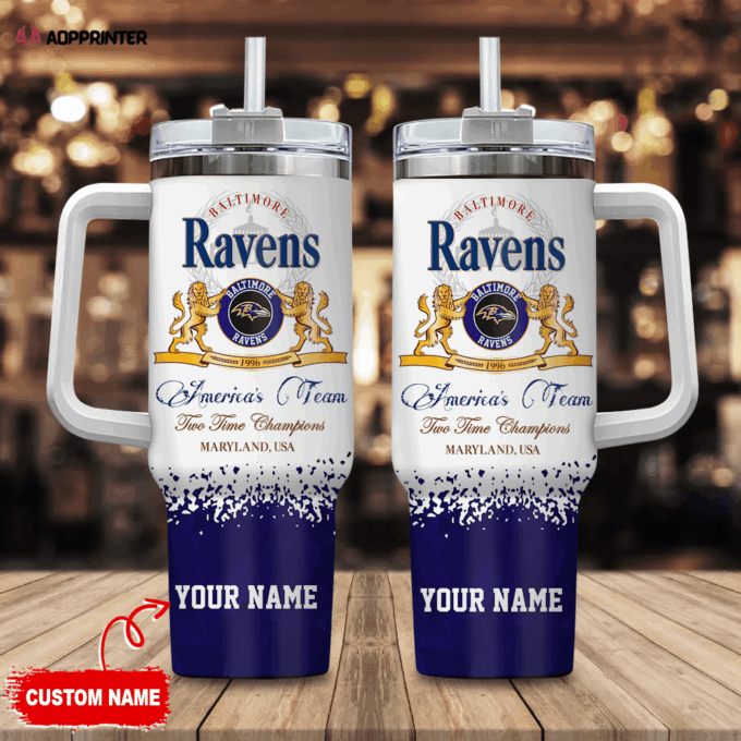 Baltimore Ravens Personalized NFL Champions Modelo 40oz Stanley Tumbler Gift for Fans