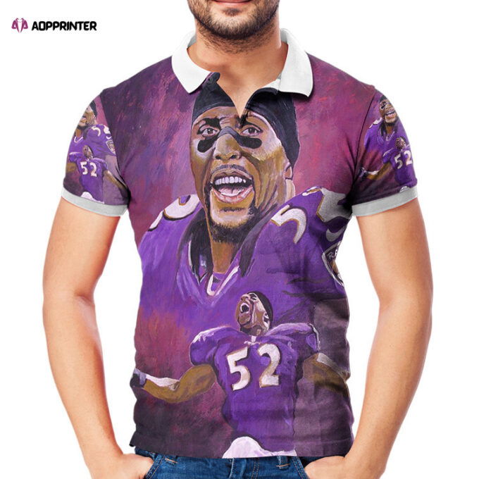 Baltimore Ravens Ray Lewis 52 v3 3D Gift for Fans Polo Shirt