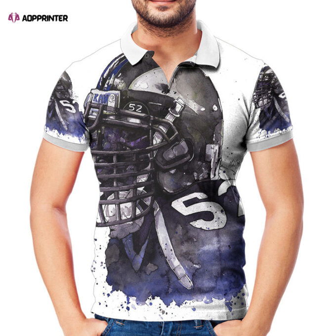 Baltimore Ravens Ray Lewis 52 v7 3D Gift for Fans Polo Shirt