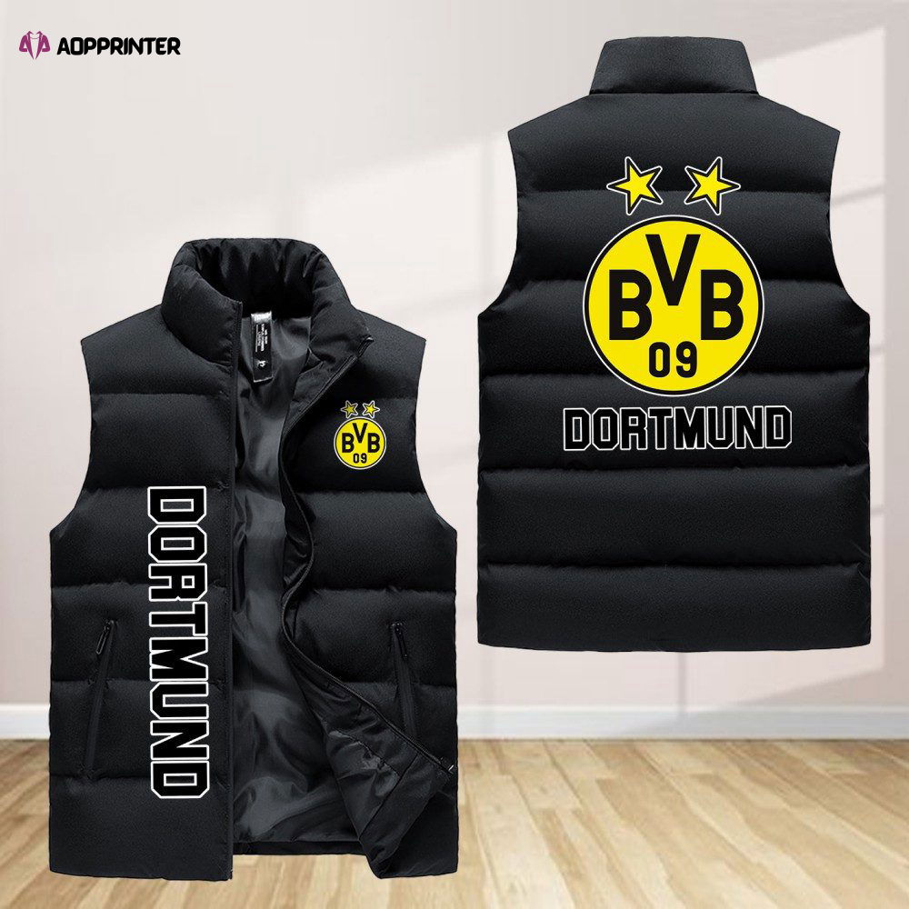 Borussia Dortmund Sleeveless Puffer Jacket Custom For Fans Gifts Borussia Dortmund Sleeveless Puffer Jacket Custom For Fans Gifts