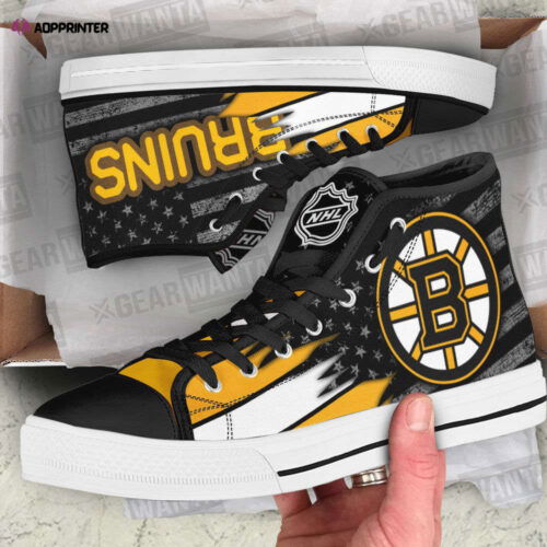 Cart 4 Boston Bruins High Top Canvas Shoes Custom American Flag Sneakers