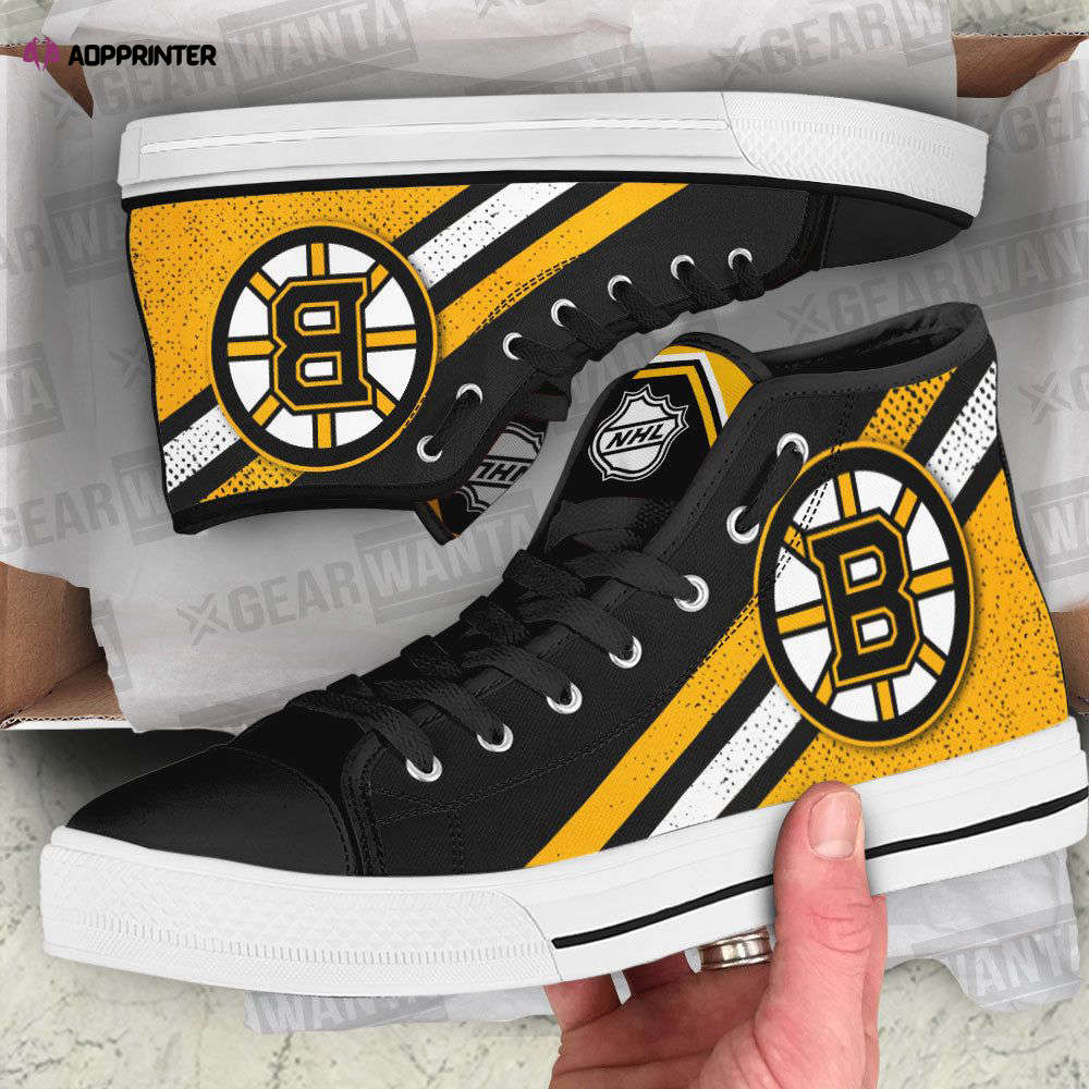 Boston Bruins High Top Canvas Shoes Custom Sneakers For Fans Boston Bruins High Top Canvas Shoes Custom Sneakers For Fans