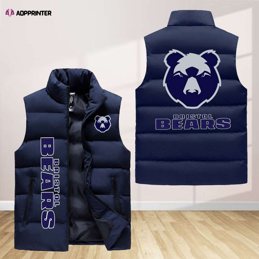 Bristol Bears Sleeveless Puffer Jacket Custom For Fans Gifts Bristol Bears Sleeveless Puffer Jacket Custom For Fans Gifts