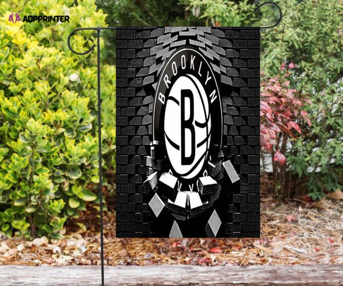 Brooklyn Nets Brick Wall Double Sided Printing   Garden Flag Home Decor Gifts