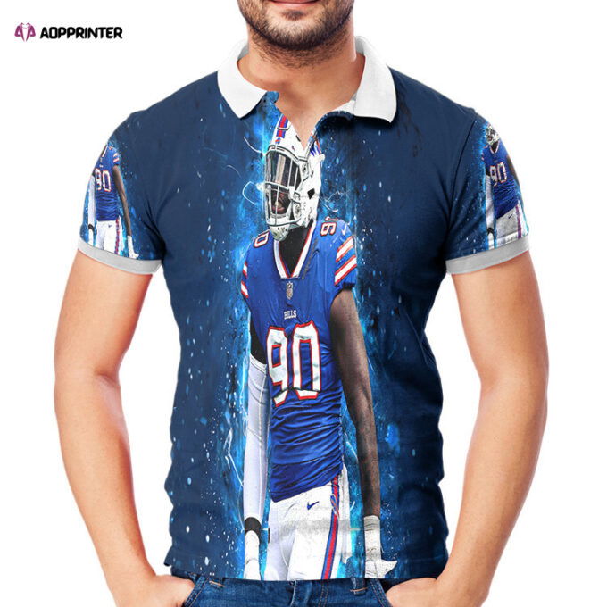 Buffalo Bills 90 Shaq Lawson 3D Gift for Fans Polo Shirt