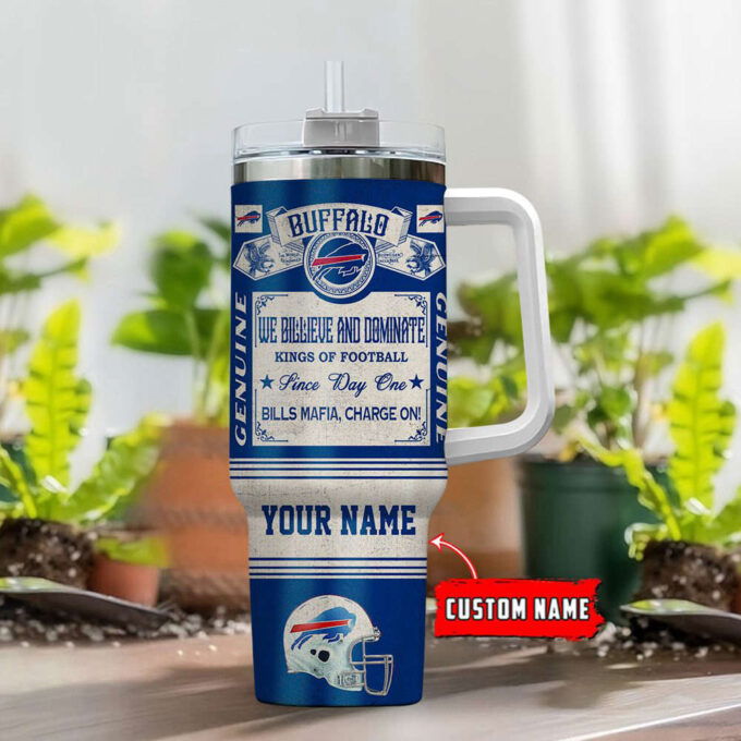Buffalo Bills NFL Vintage King Of Football Custom Name 40oz Stanley Tumbler Gift for Fans