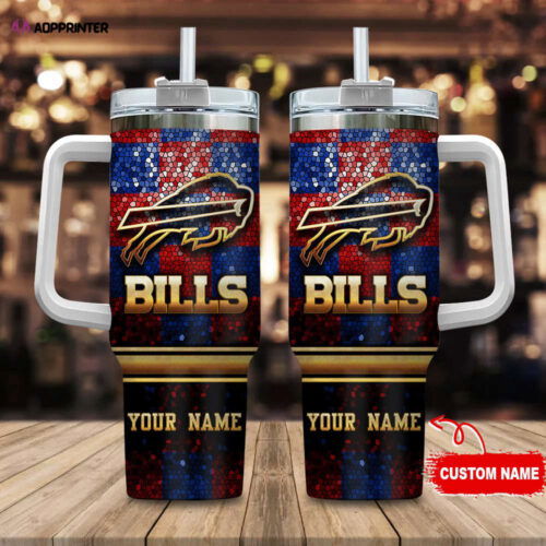 Cart 1 Buffalo Bills Personalized NFL Glitter 40oz Stanley Tumbler Gift for Fans