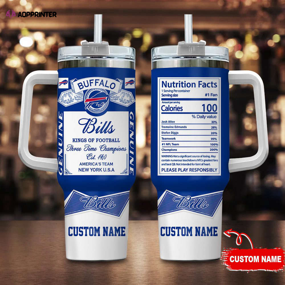 Buffalo Bills Personalized NFL Nutrition Facts 40oz Stanley Tumbler Gift for Fans Buffalo Bills Personalized NFL Nutrition Facts 40oz Stanley Tumbler Gift for Fans