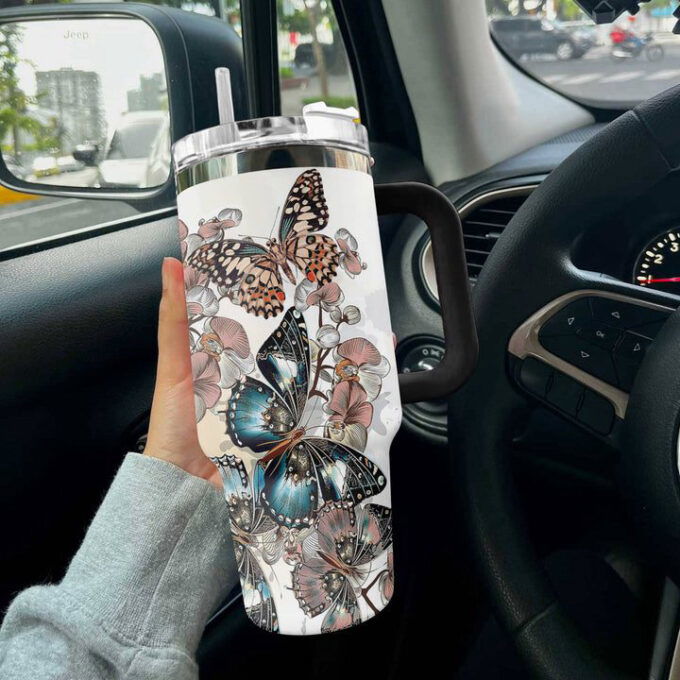 Butterfly Shineful Stanley Tumbler 40oz Beautiful Gift for Fans
