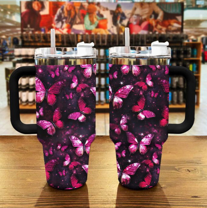 Butterfly Shineful Stanley Tumbler 40oz Charming Gift for Fans