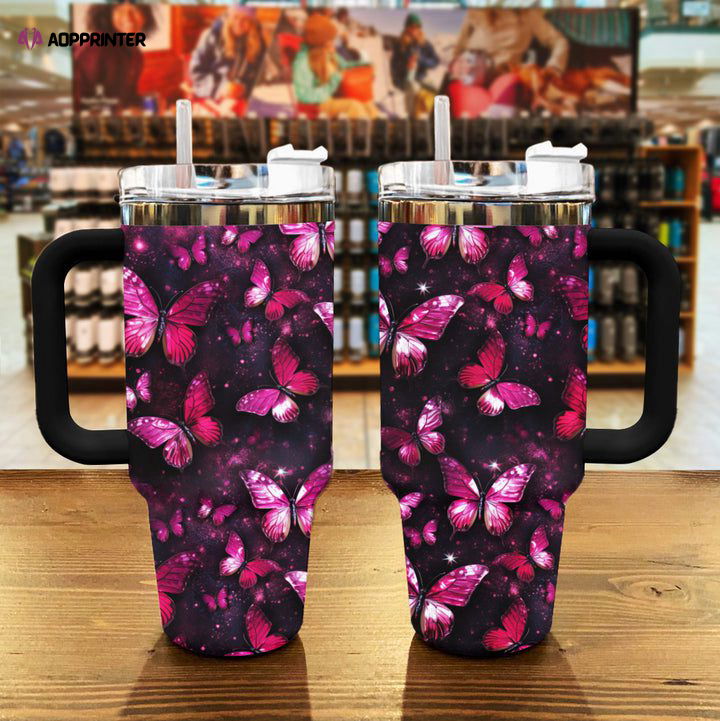 Butterfly Shineful Stanley Tumbler 40oz Charming Gift for Fans Butterfly Shineful Stanley Tumbler 40oz Charming Gift for Fans