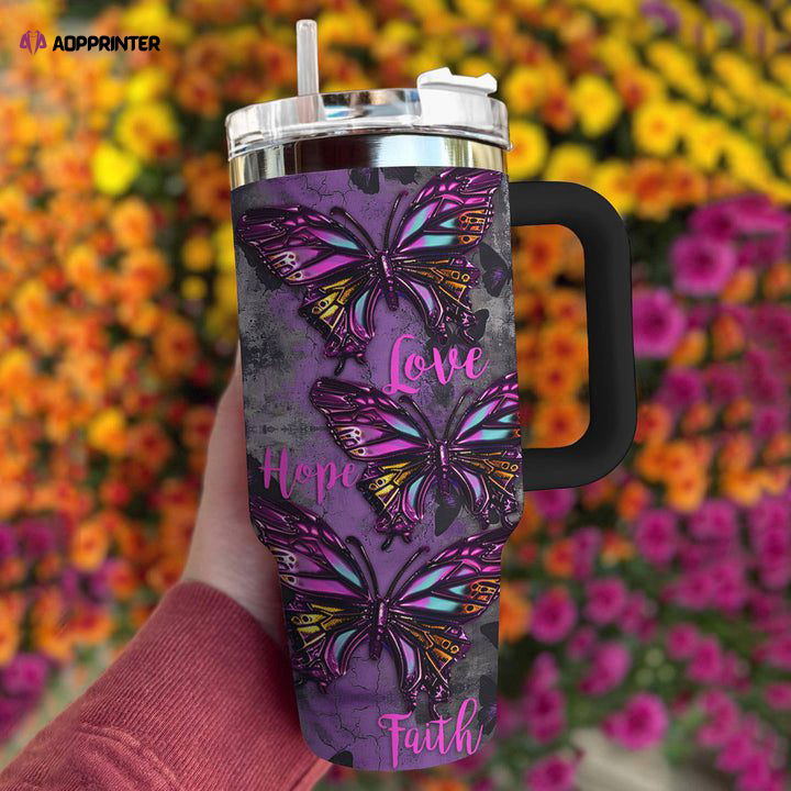 Butterfly Shineful Stanley Tumbler 40oz Faith Hope Love Ver 1 Gift for Fans Butterfly Shineful Stanley Tumbler 40oz Faith Hope Love Ver 1 Gift for Fans