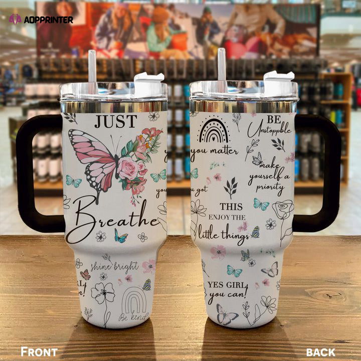 Butterfly Shineful Stanley Tumbler 40oz Just Breath Gift for Fans Butterfly Shineful Stanley Tumbler 40oz Just Breath Gift for Fans