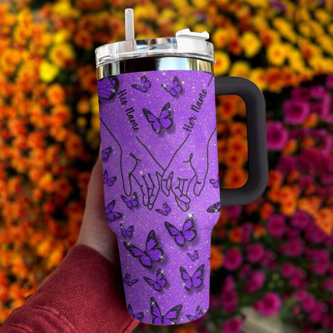 Butterfly Shineful Stanley Tumbler 40oz Personalized Together Forever Gift for Fans