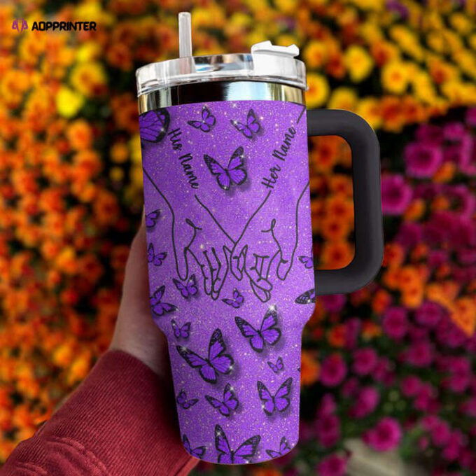 Butterfly Shineful Stanley Tumbler 40oz Personalized Together Forever Gift for Fans