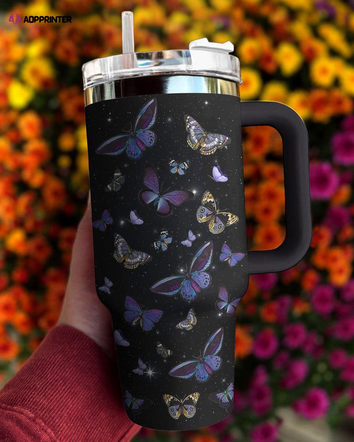 Butterfly Shineful Stanley Tumbler 40oz Twinkle Gift for Fans Butterfly Shineful Stanley Tumbler 40oz Twinkle Gift for Fans