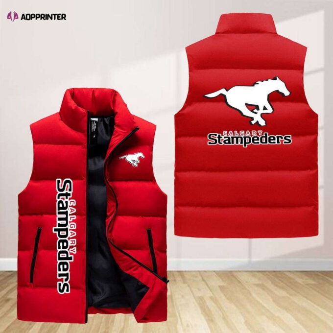 Calgary Stampeders Sleeveless Puffer Jacket Custom For Fans Gifts
