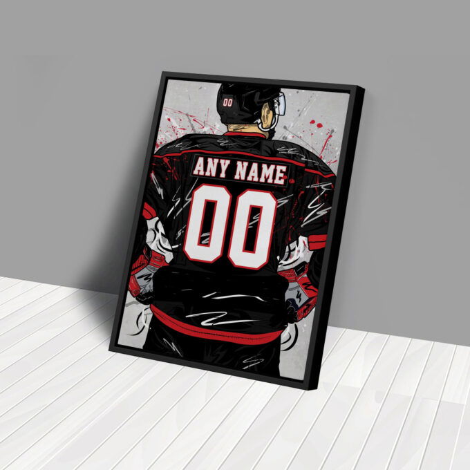 Carolina Hurricanes Jersey NHL Personalized Jersey Custom Name and Number Canvas Wall Art Home Decor Framed Poster Man Cave Gift