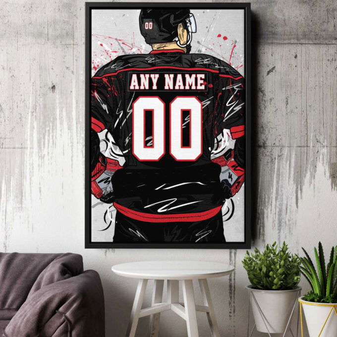 Carolina Hurricanes Jersey NHL Personalized Jersey Custom Name and Number Canvas Wall Art Home Decor Framed Poster Man Cave Gift