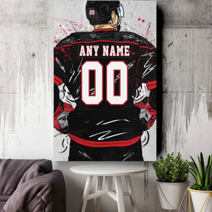 Carolina Hurricanes Jersey NHL Personalized Jersey Custom Name and Number Canvas Wall Art Home Decor Framed Poster Man Cave Gift
