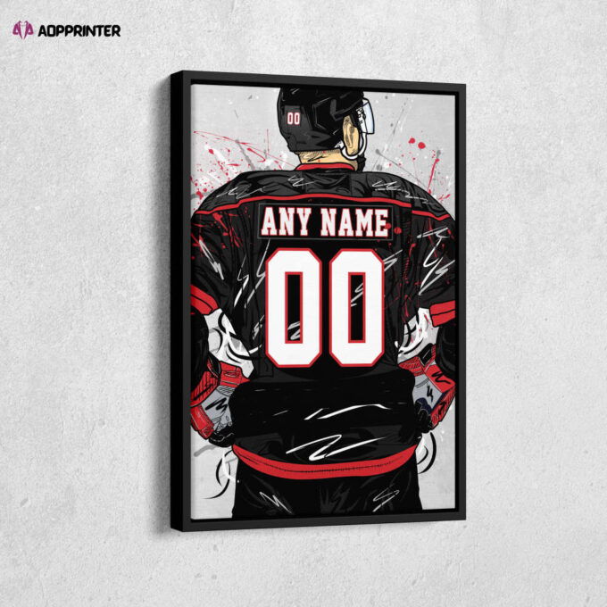 Carolina Hurricanes Jersey NHL Personalized Jersey Custom Name and Number Canvas Wall Art Home Decor Framed Poster Man Cave Gift