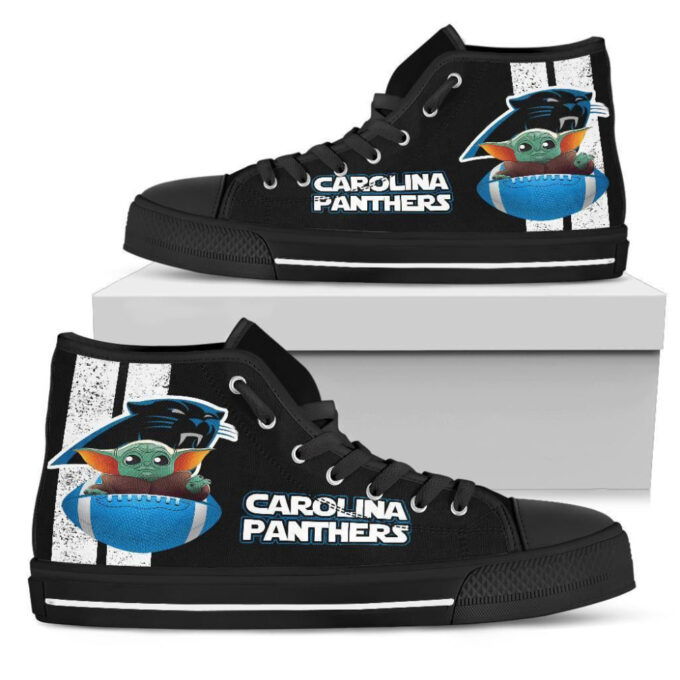 Carolina Panthers High Top Sneakers Custom Shoes For Fans Baby Yoda