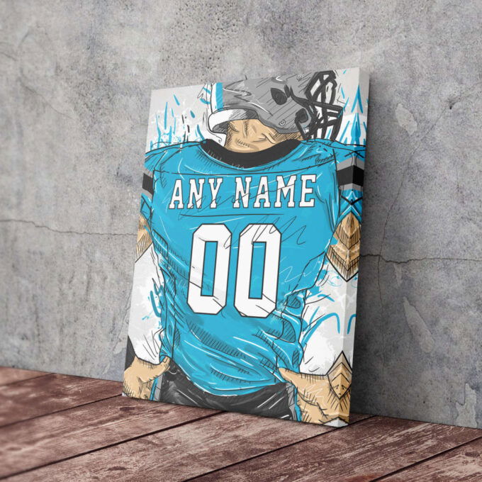 Carolina Panthers Jersey Personalized Jersey NFL Custom Name and Number Canvas Wall Art Home Decor Framed Poster Man Cave Gift