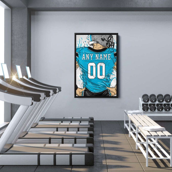 Carolina Panthers Jersey Personalized Jersey NFL Custom Name and Number Canvas Wall Art Home Decor Framed Poster Man Cave Gift