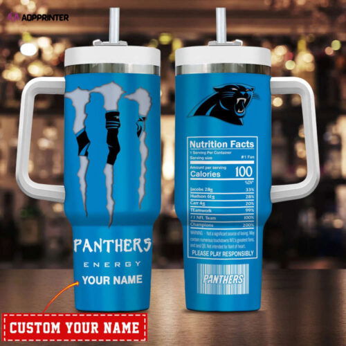 Cart 6 Carolina Panthers NFL Energy Nutrition Facts Personalized Stanley Tumbler 40Oz Gift for Fans