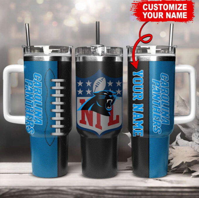Carolina Panthers NFL Football Custom Name 40oz Stanley Tumbler Gift for Fans