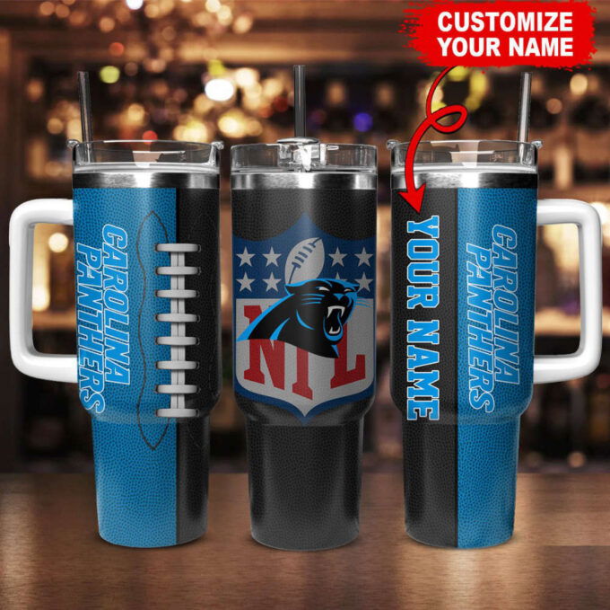 Carolina Panthers NFL Football Custom Name 40oz Stanley Tumbler Gift for Fans