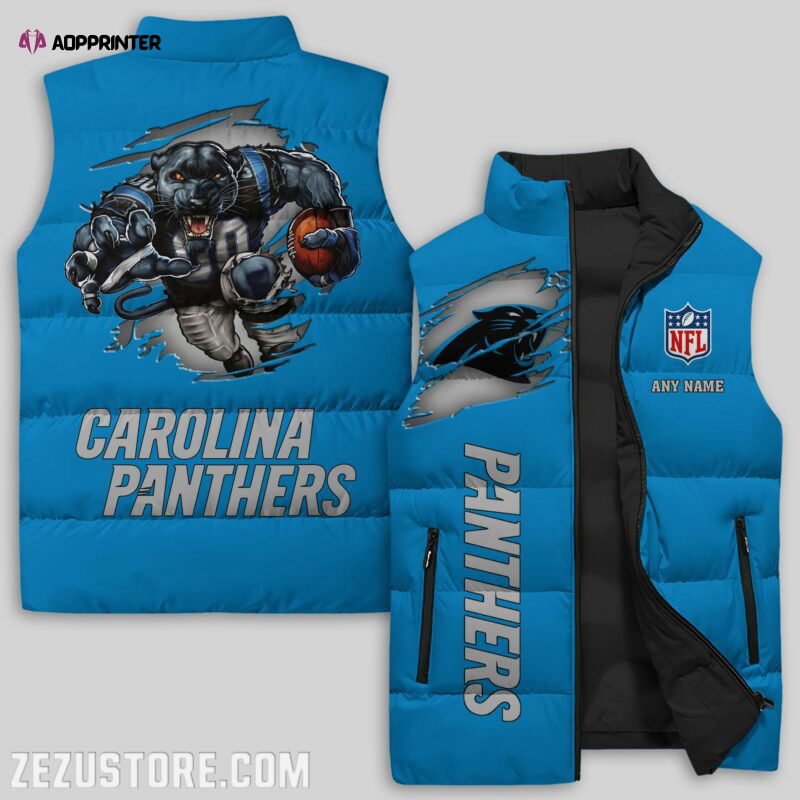 Carolina Panthers NFL Sleeveless Puffer Jacket Custom For Fans Gifts Carolina Panthers NFL Sleeveless Puffer Jacket Custom For Fans Gifts