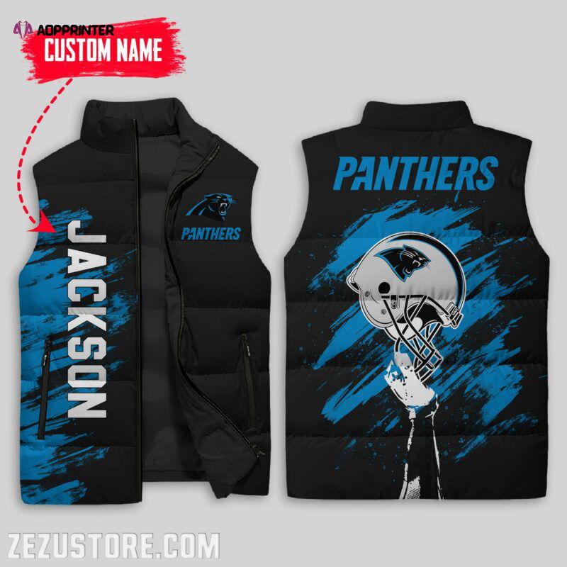 Carolina Panthers NFL Sleeveless Puffer Jacket Custom For Fans Gifts Carolina Panthers NFL Sleeveless Puffer Jacket Custom For Fans Gifts