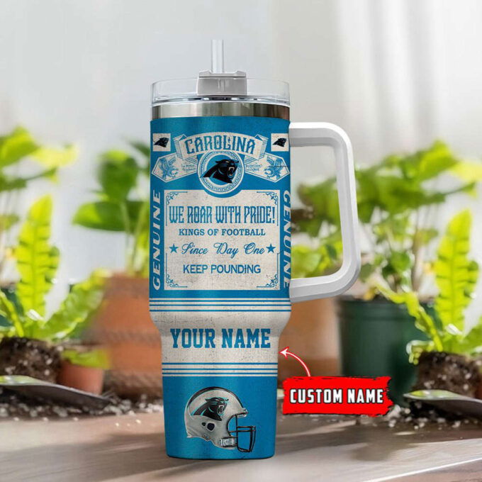 Carolina Panthers NFL Vintage King Of Football Custom Name 40oz Stanley Tumbler Gift for Fans