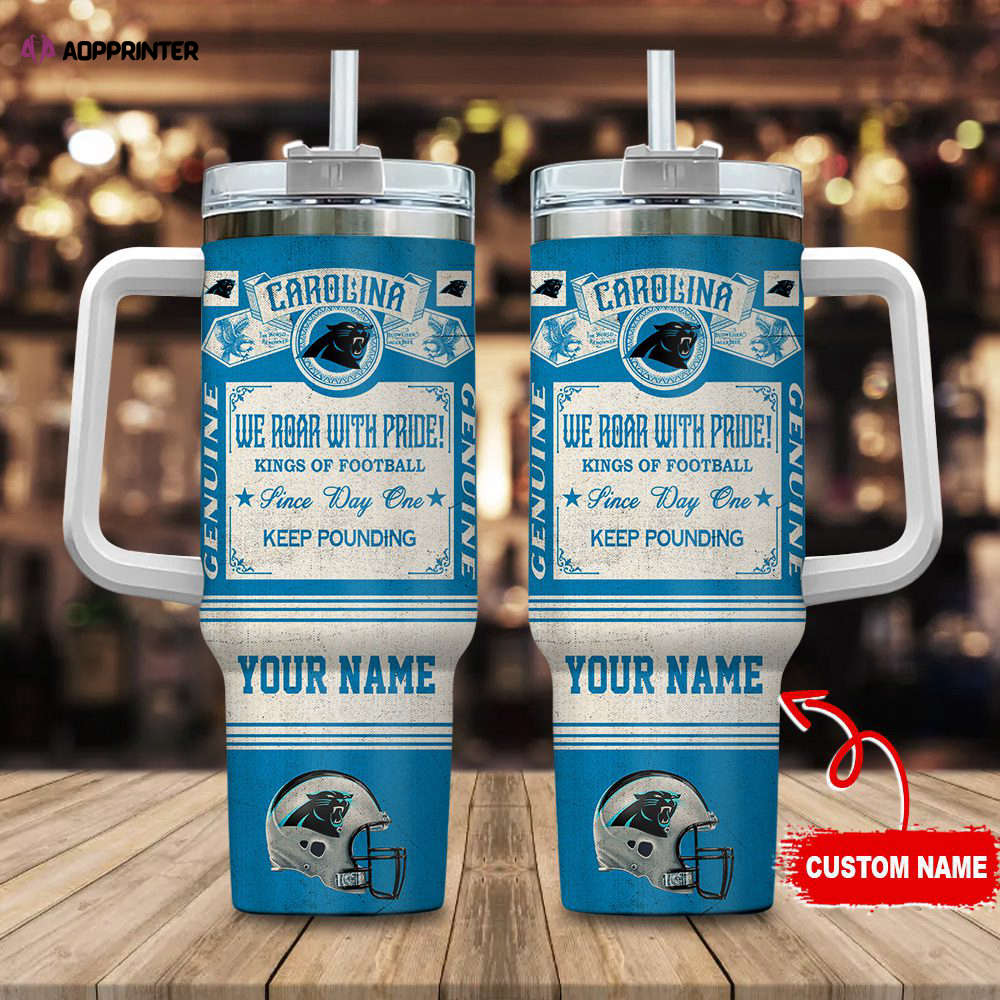 Carolina Panthers NFL Vintage King Of Football Custom Name 40oz Stanley Tumbler Gift for Fans Carolina Panthers NFL Vintage King Of Football Custom Name 40oz Stanley Tumbler Gift for Fans