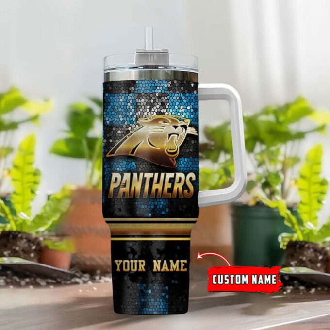 Carolina Panthers Personalized NFL Glitter 40oz Stanley Tumbler Gift for Fans