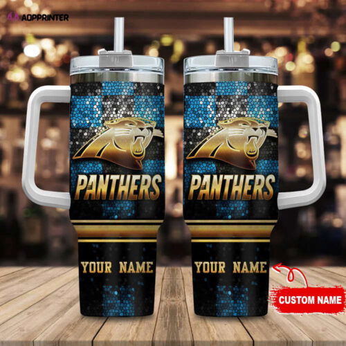 Cart 8 Carolina Panthers Personalized NFL Glitter 40oz Stanley Tumbler Gift for Fans