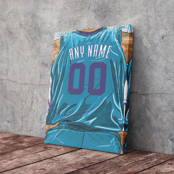 Charlotte Hornets Jersey Personalized Jersey NBA Custom Name and Number Canvas Wall Art Home Decor Framed Poster Man Cave Gift