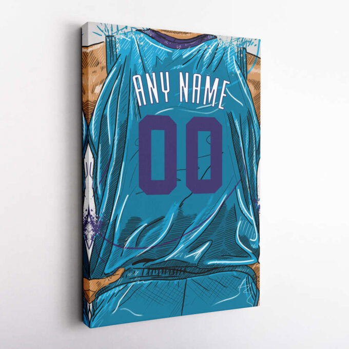 Charlotte Hornets Jersey Personalized Jersey NBA Custom Name and Number Canvas Wall Art Home Decor Framed Poster Man Cave Gift