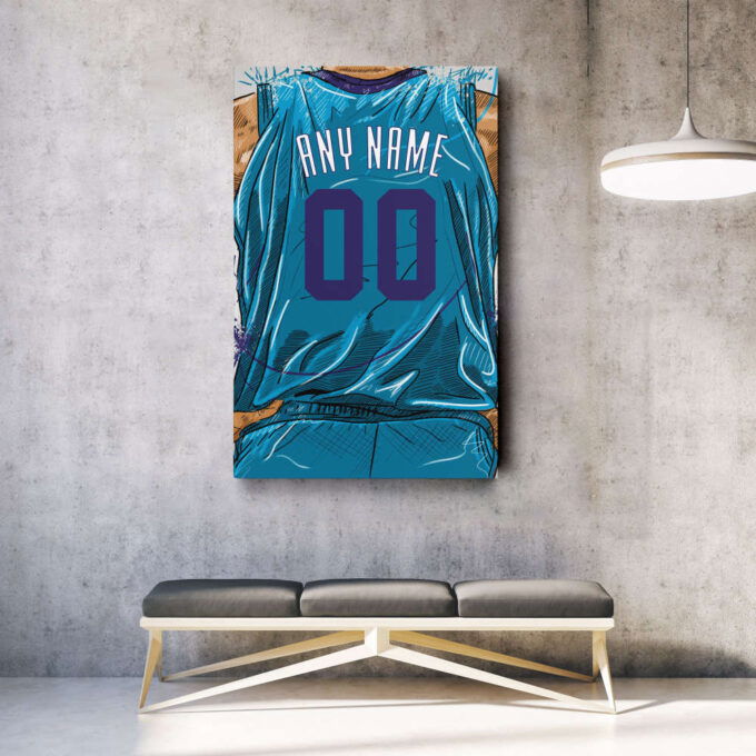 Charlotte Hornets Jersey Personalized Jersey NBA Custom Name and Number Canvas Wall Art Home Decor Framed Poster Man Cave Gift